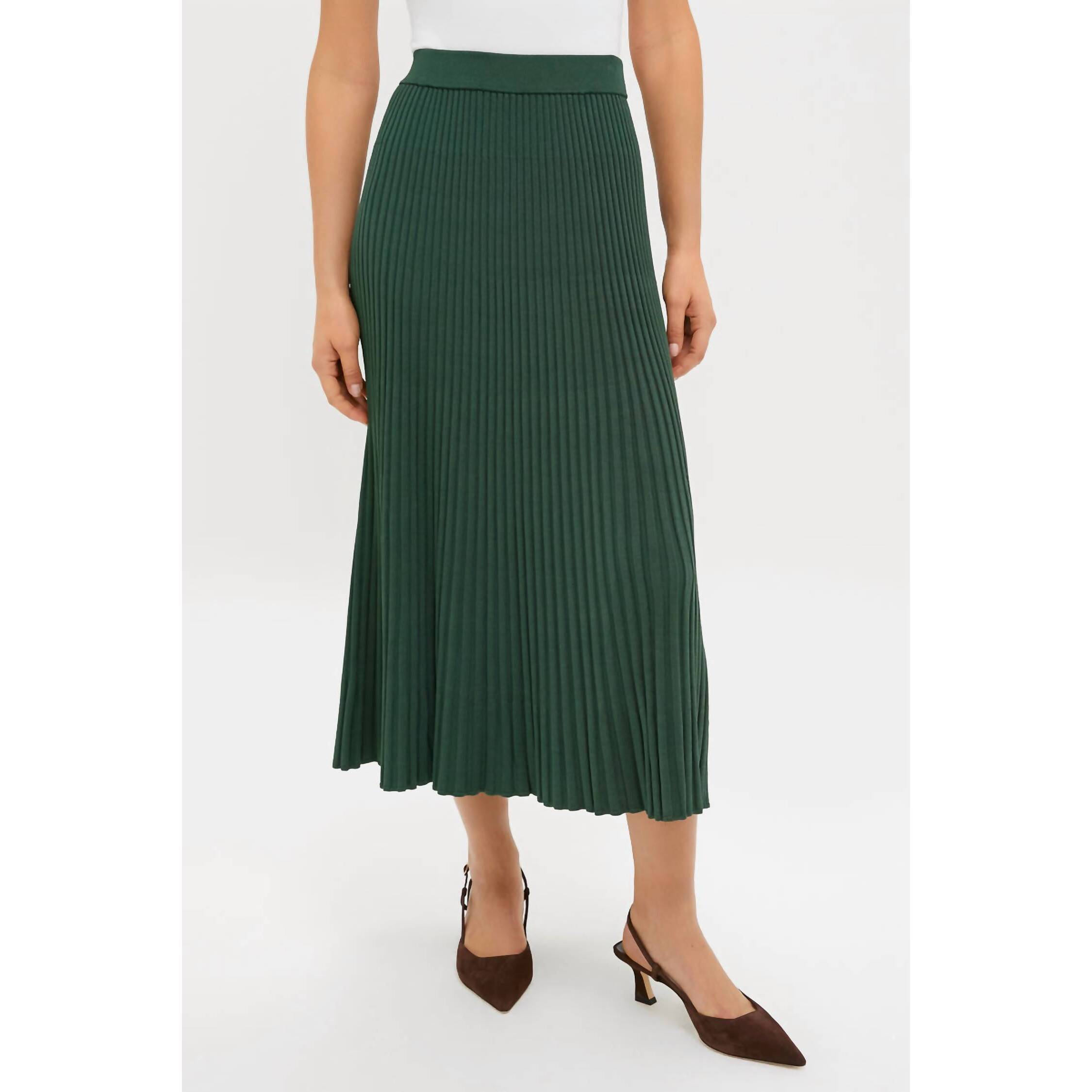 New Zimmermann Pleated Midi Skirt In Dark Green